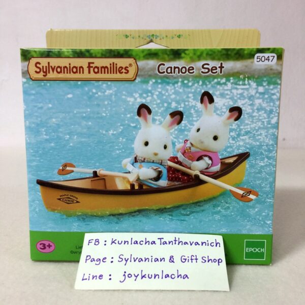 ของเล่นเรือแคนู ไม้พาย เสื้อชูชีพสำหรับตุ๊กตาไซส์เด็ก ซิลวาเนียนแท้ Canoe Set : Sylvanian Seaside Ship บ้านตุ๊กตา