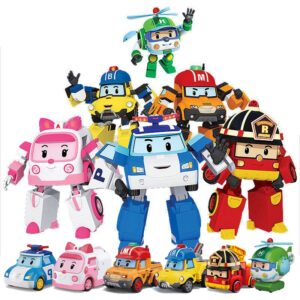 เตรียมจัดส่ง! ! Perry Transforming Robot Transforming Car Toy Robot ของเล่นเพื่อการศึกษาสำหรับเด็ก