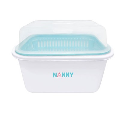 NANNY ที่คว่ำขวดนม พร้อมฝาปิด (สีฟ้าขาว)