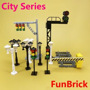 [FunBrick] ของเล่นบล็อกตัวต่อ โมเดลไฟสัญญาณจราจร ถนนเมือง คลาสสิก ขนาดเล็ก MOC