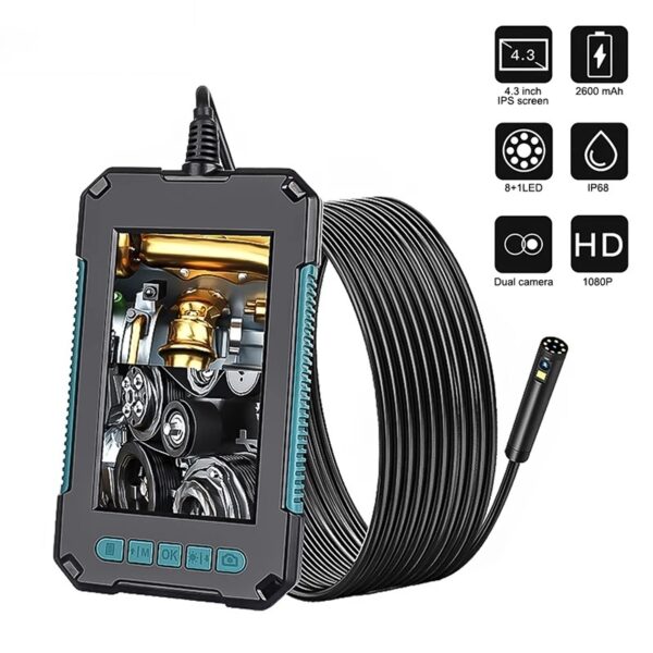 กล้องตรวจสอบ Endoscope แบบ Dual Lens Ip67 Borescope กันน้ําพร้อมหน้าจอ 4.3 นิ้ว Hd หน้าจอ Led