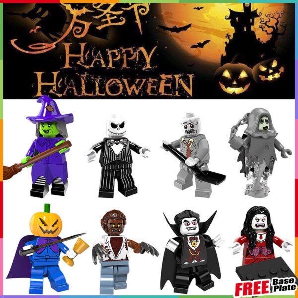 ชุดฮาโลวีน Minifigures Pumpkin Man Ghost Witch Werewolf Vampire Queen ของขวัญของเล่น Minifigures PG 8080