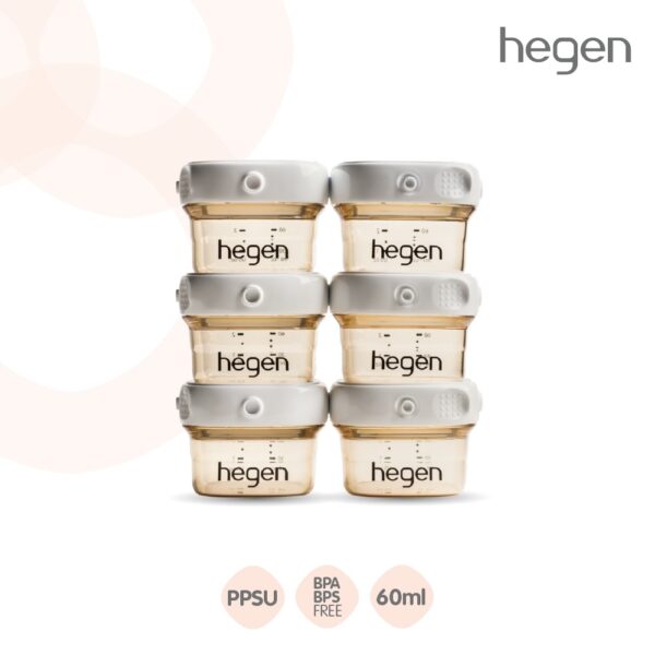 Hegen PCTO Breast Milk Storage 2oz/60ml [6-Pack] ขวดเก็บน้ำนม ฝาสีขาว รหัส HEG13122605