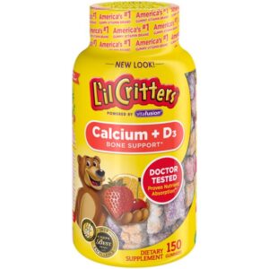 Lil Critters Calcium Vitamin D3 Gummy Bone Support Child Kid L'il Critters แคลเซียมและวิตามิน D3 เด็ก รองรับกระดูก