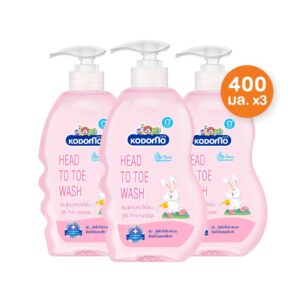 KODOMO Head to Toe Wash แชมพูสบู่เหลว โคโดโม Pink Hanabaki 400 มล. 3 ขวด