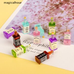 Magicalhour^^ ขวดไวน์จําลอง ขนาดเล็ก สําหรับตกแต่งบ้านตุ๊กตา DIY 5 ชิ้น