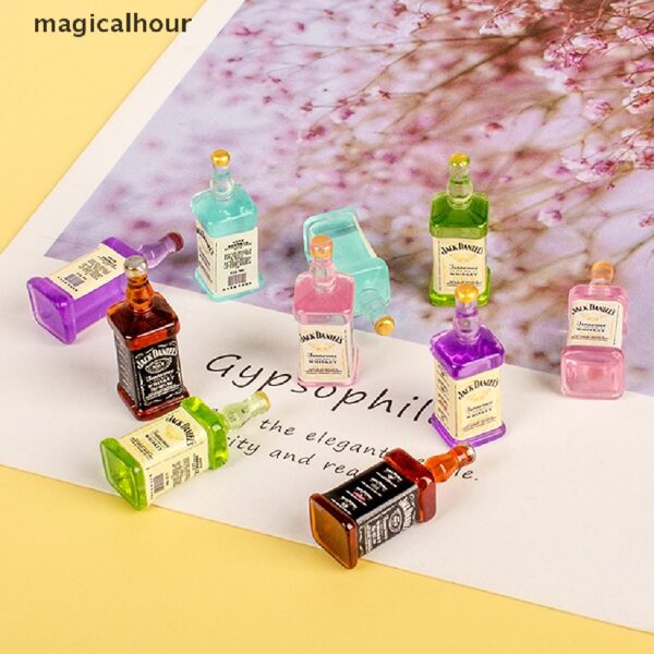 Magicalhour^^ ขวดไวน์จําลอง ขนาดเล็ก สําหรับตกแต่งบ้านตุ๊กตา DIY 5 ชิ้น