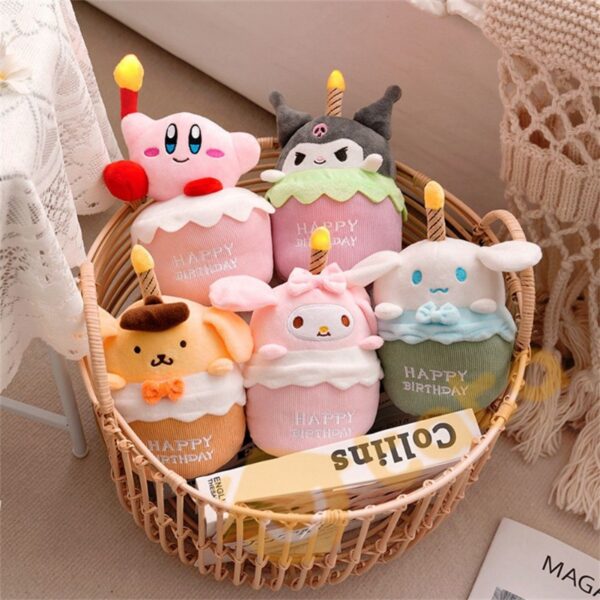 ของเล่นตุ๊กตายัดไส้ไฟฟ้า มีไฟ LED รูปการ์ตูนอนิเมะ Kirb Kulomi Melody Cinnamoroll Dog ร้องเพลงได้ ของขวัญสําหรับเด็ก