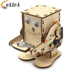 Wooden Robot Eating Coin DIY Educational Physics Experiment Toys for Kids