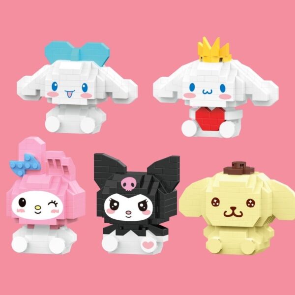 SANRIO ชุดของเล่นตัวต่อ การ์ตูนอนิเมะ Hello Kitty My Melody Cinnamoroll Pompompurin Kuromi Friends เหมาะกับของขวัญ สําหรับเด็กผู้หญิง