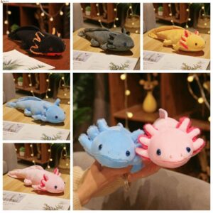 Leota ตุ๊กตายัดนุ่น Salamander Axolotl Salamander Peluche ขนาด 45 ซม. สีชมพู เหลือง เทา ฟ้า ฟ้า สําหรับเด็กผู้ชาย เด็กผู้หญิง