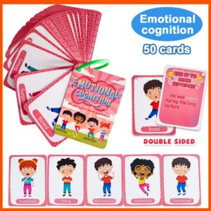 การ์ดคําศัพท์ คําศัพท์ My Feeling Emotions Cards Homeschool Montessori ของเล่นเสริมการเรียนรู้ สําหรับเด็ก 50 ชิ้น