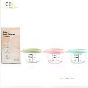 Lovely Baby Baby Meal Crisper กล่องแก้วเก็บอาหารเด็ก ฝาปิดซิลิโคน เซ็ต 3 ชิ้น ขนาด 160 Ml กระปุกเก็บอาหารเด็ก