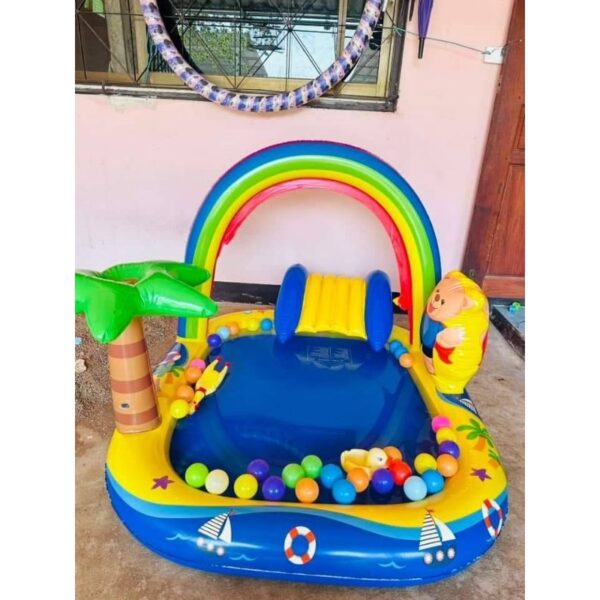 สระน้ำเป่าลม Summer Beach Play Pool ✅ สระเป่าลม มีสไลเดอร์ ต่อสายยางเพื่อพ่นน้ำพุได้✅ขนาดสร