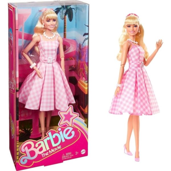 พร้อมส่งของแท้100% Barbie The Movie Doll Margot Robbie Wearing Pink and White Gingham Dress Barbie™ ตุ๊กตาบาร์บี้