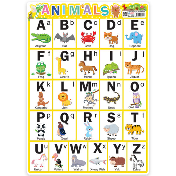 โปสเตอร์พลาสติกขนาด A4 ABC Animals EA-419