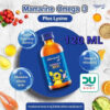 (ล็อตใหม่สุด 15/3/25) Mamarine Kids Omega-3 + Lysine 120 ml  ขวดสีน้ำเงิน มามารีน โอเมกา 3 เจริญอาหาร