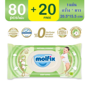 Molfix โมลฟิกซ์ ทิชชู่เปียก ผ้าเช็ดทำความสะอาด  ห่อใหญ่100แผ่น