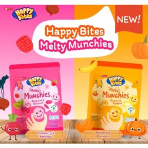 Happy Bites Melty Munchies ขนมข้าวหอมมะลิอบกรอบสำหรับเด็ก 12 เดือนขึ้นไป