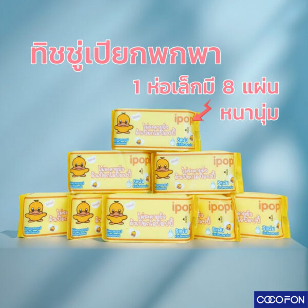 #CC18 ทิชชู่เปียก พกพา 1 ห่อเล็ก Wet Wipes ทิชชู่เป็ด หนานุ่มกว่ากระดาษทั่วไป ไม่ระคายเคืองผิวปราศจากแอลกอฮอล์