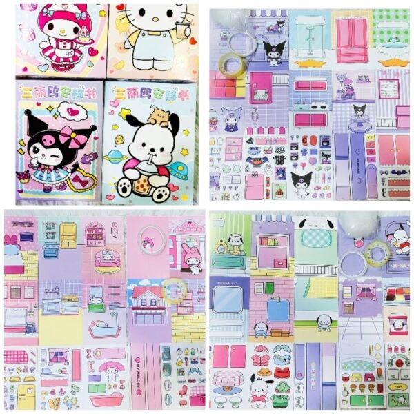 พร้อมส่ง บ้านตุ๊กตากระดาษ สมุดตุ๊กตา DIYสมุดแต่งตัวตุ๊กตา Sanrio คุโรมิ มายเมโลดี้ ปอมปอม ชินนาม่อน เป็นของเล่น DIY