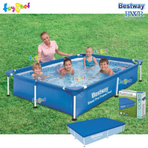 Bestway สระน้ำ เฟรมพูล สี่เหลี่ยม 2.21x1.50x0.43 ม. รุ่น 56401/28270 + ผ้าคลุมสระ 58103