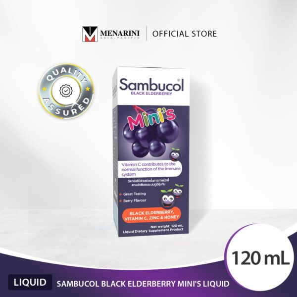 Sambucol Black Elderberry Mini's Liquid แซมบูคอล แบล็ค เอลเดอร์เบอร์รี่ มินิส์ ชนิดน้ำ (ผลิตภัณฑ์เสริมอาหาร)