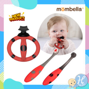 Mombella แปรงสีฟันเด็กมัมเบลล่า เลดี้บัก 2in1 ยางกัดเด็ก แปรงสีฟันเด็กอ่อน ladybug Toddler's Toothbrush BPA Free ของแท้