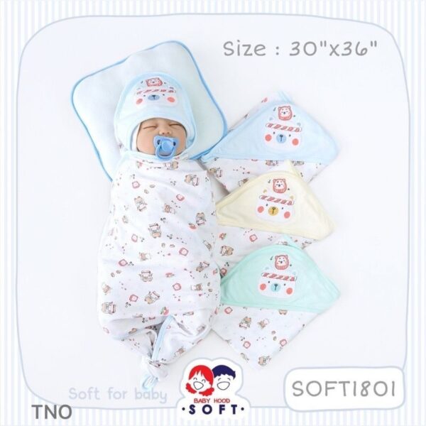 Baby hood ผ้าห่อตัวเด็กแรกเกิดผ้าคอตตอน100% ขนาด 30×30นิ้ว